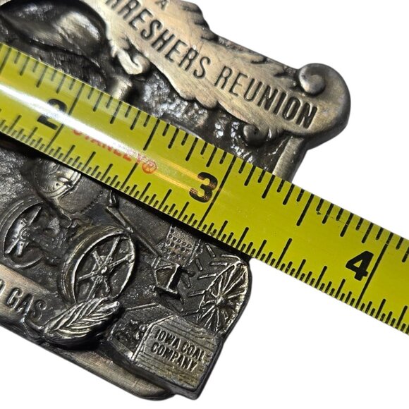 Mt Pleasant Iowa  Belt Buckle Old Settlers and Threshers Reunion 1982 Distressed - Picture 5 of 14